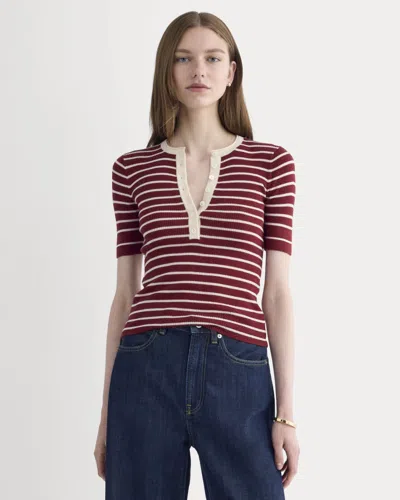 Everlane Short-sleeve Henley Sweater In Burgundy