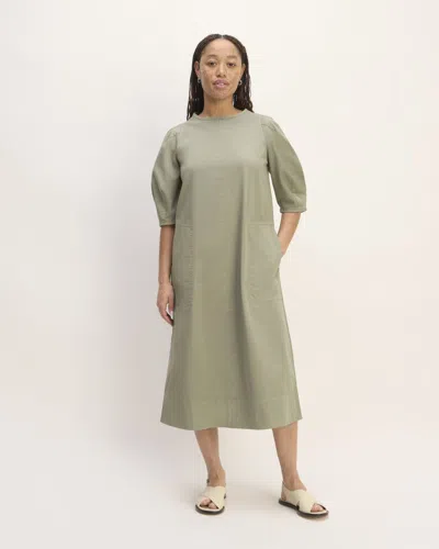 Everlane Short-sleeve Puff Midi Dress In Sage Green