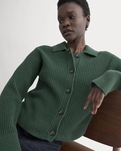 Everlane Shrunken Cardigan In Green