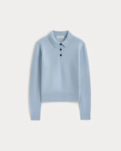 Everlane Shrunken Polo Sweater In Blue
