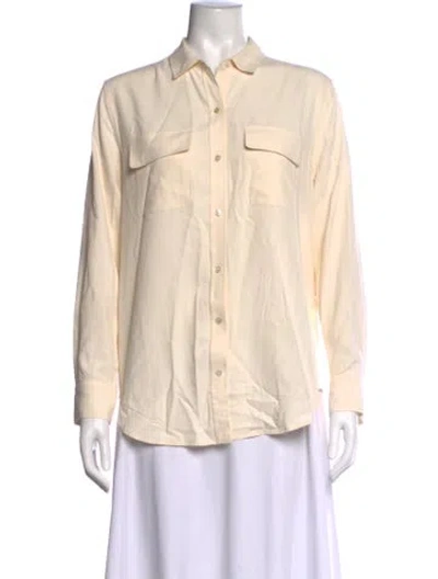 Pre-owned Everlane Silk Long Sleeve Button-up Top In Neutrals