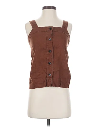 Pre-owned Everlane Sleeveless Button Down Shirt In Brown