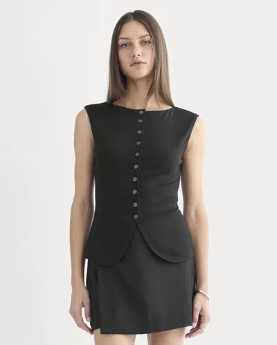 Everlane Sleeveless Button-up Blouse In Black