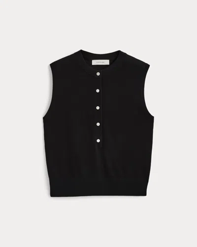 Everlane Sleeveless Henley Sweater In Black