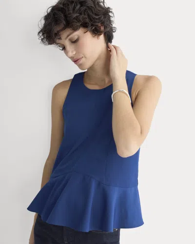 Everlane Sleeveless Peplum Top In Estate Blue
