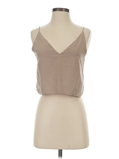 Pre-owned Everlane Sleeveless Silk Top Tan Strapless Neckline Tops In Brown