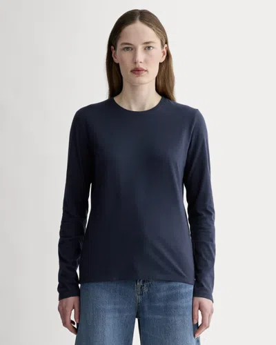Everlane Slim Long-sleeve Crew Neck Tshirt In Blue