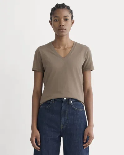 Everlane Slim V-neck Tshirt In Brown