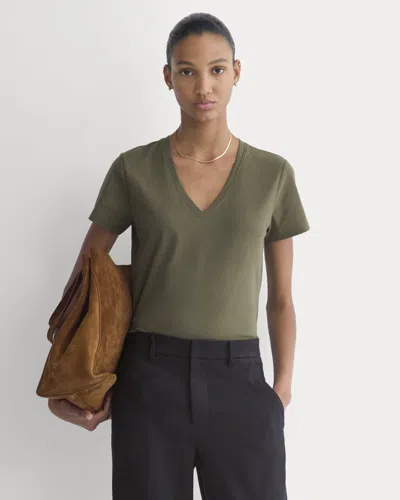 Everlane Slim V-neck Tshirt In Green