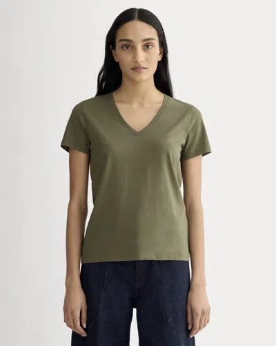 Everlane Slim V-neck Tshirt In Green