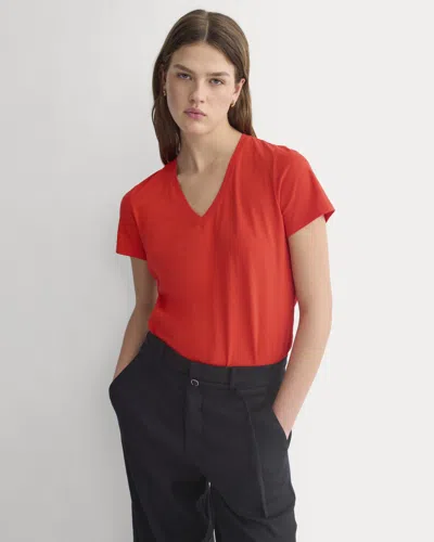 Everlane Slim V-neck Tshirt In Red