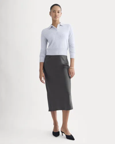 Everlane Slip Skirt In Silk Charmeuse In Graphite In Multi