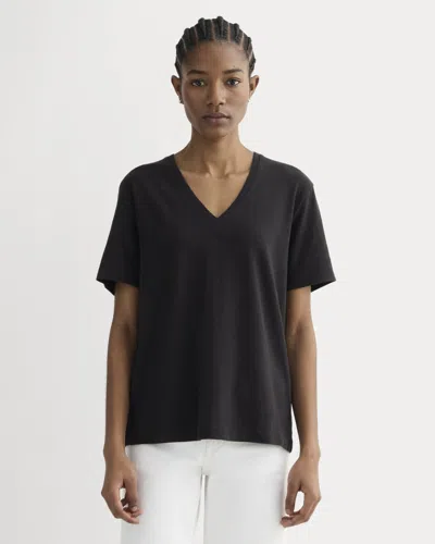 Everlane Slouchy V-neck Tshirt In Black