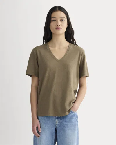 Everlane Slouchy V-neck Tshirt In Brown