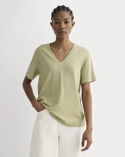 Everlane Slouchy V-neck Tshirt In Green