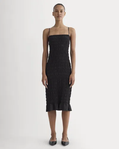 Everlane Smocked Column Dress In Black