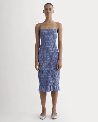 Everlane Smocked Column Dress In Blue Dusk