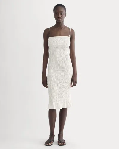 Everlane Smocked Column Dress In Bone In White