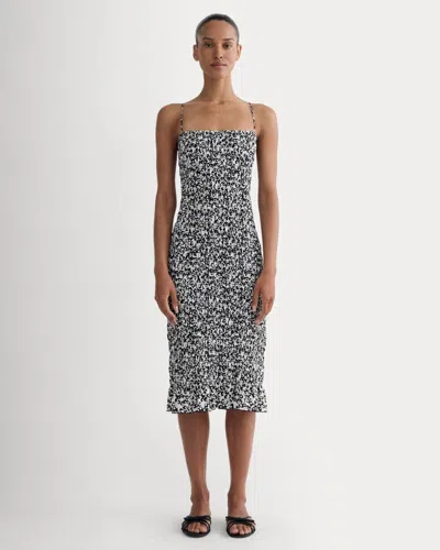 Everlane Smocked Column Dress In Bone/black Floral