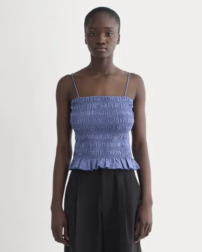 Everlane Smocked Tank Top In Blue Dusk