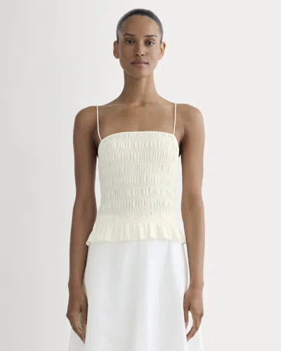 Everlane Smocked Tank Top In Bone In White
