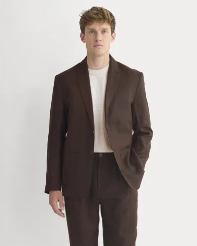 Everlane Soyeux Linen Linen Blazer In Dark Brown