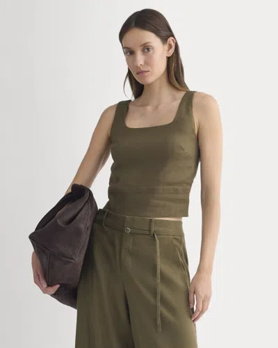 Everlane Square Tank Top In Green