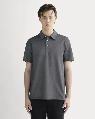 Everlane Startup Polo Tshirt In Black Chambray In Blue