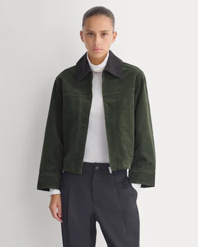 Everlane Stretch Corduroy Zip Jacket In Dark Forest In Green