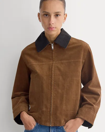 Everlane Stretch Corduroy Zip Jacket In Toffee In Brown