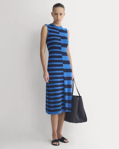 Everlane Striped Sweater Midi Dress In Imperial Blue/true Navy Duo Stripe