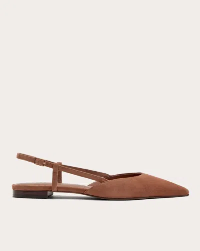 Everlane Studio Slingback Flat In Saddle Brown Suede