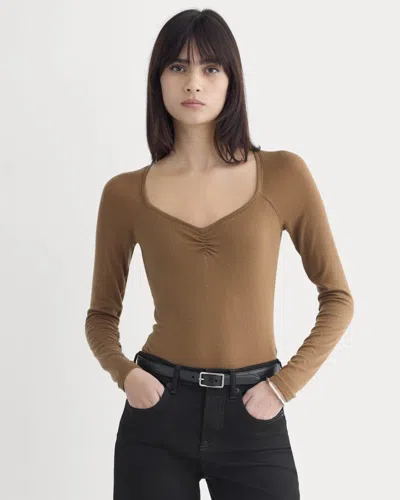 Everlane Sweetheart-neck Top In Brown