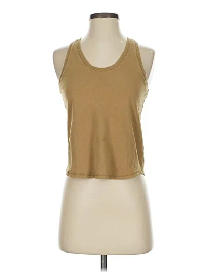 Pre-owned Everlane Tank Top Tan Solid Pattern Scoop Neck Tops In Brown