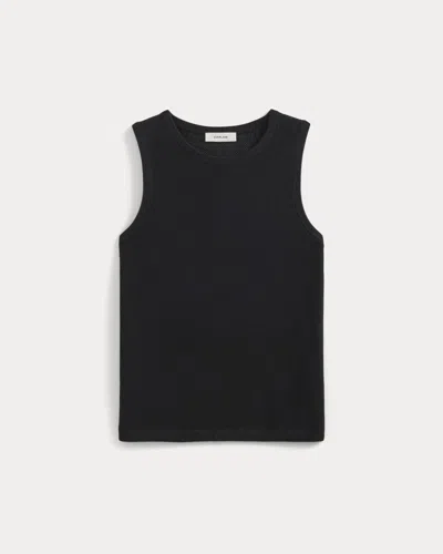 Everlane Textured Knit Tank Top Sweater In Black