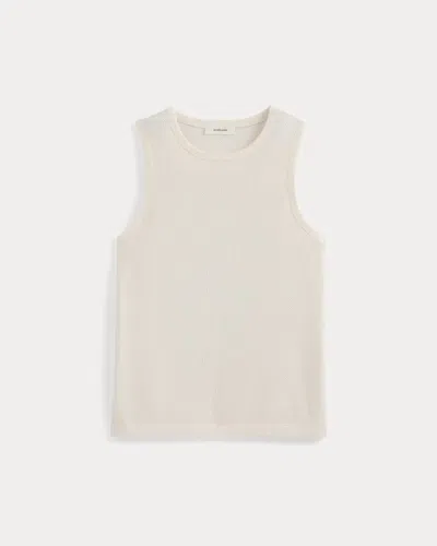 Everlane Textured Knit Tank Top Sweater In Bone In Black
