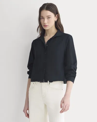 Everlane Textured Mini Collar Shirt In Black