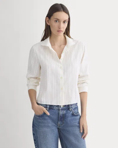 Everlane Textured Mini Collar Shirt In Bone In Brown