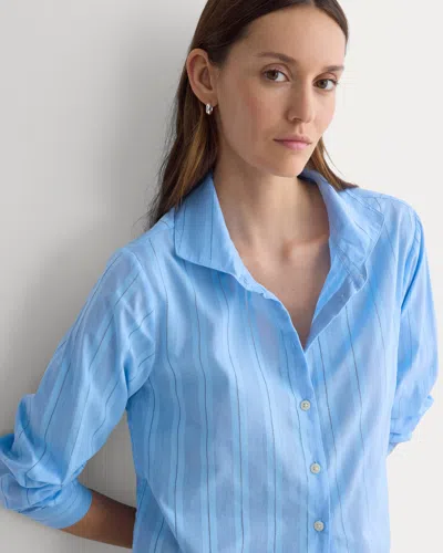 Everlane Textured Mini Collar Shirt In Open Air Blue