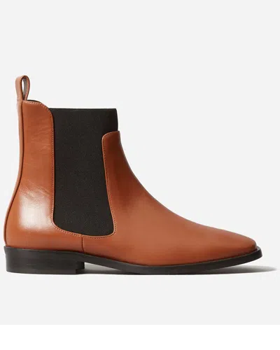 Everlane The Italian Leather Square Toe Chelsea Boot In Brown