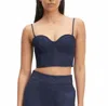 Everlane The Structured Cotton Bustier Top In Navy In Blue