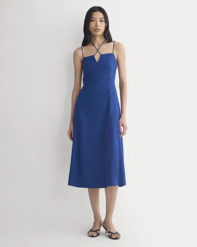 Everlane Tie-neck Dress In Blue