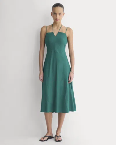 Everlane Tie-neck Dress In Green