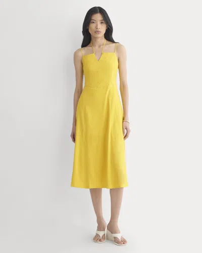 Everlane Tie-neck Dress In Yellow