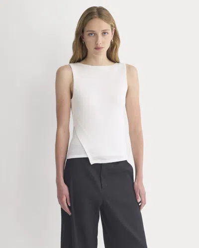 Everlane Tissue Boatneck Tank Top With Side Tie In Bone In White
