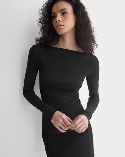 Everlane Tissue Boatneck Top In Black