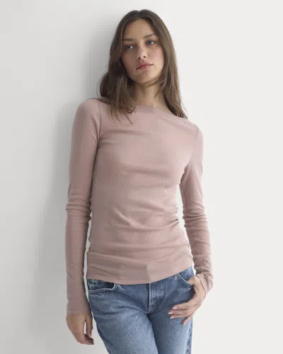 Everlane Tissue Boatneck Top In Dusty Rose In Pink