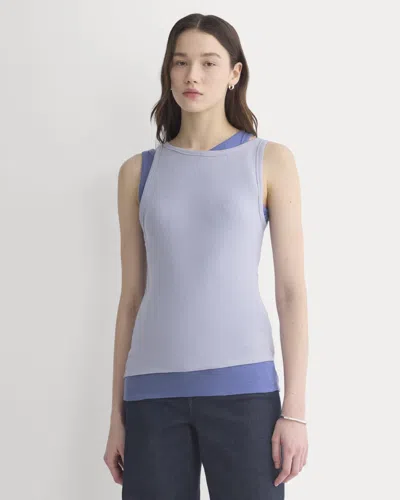 Everlane Tissue Layered Tank Top In Aleutian/velvet Morning In Blue