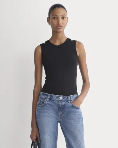 Everlane Tissue Layered Tank Top In Black
