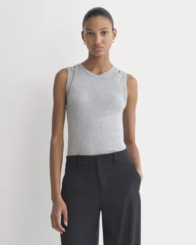 Everlane Tissue Layered Tank Top In Heathered Grey In Multi
